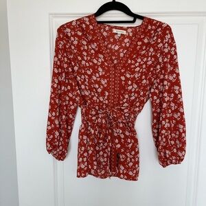 Red and White Blouse